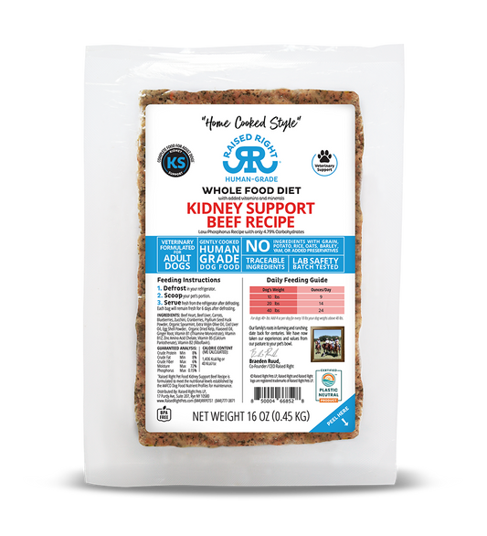 Raised Right Kidney Support Beef Adult Dog Recipe