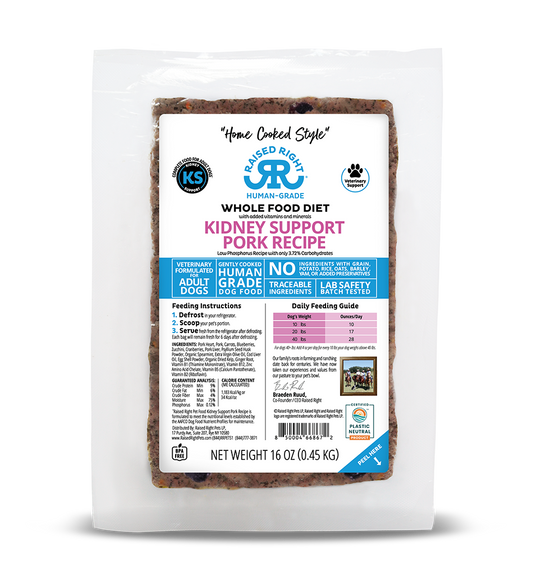 Raised Right Kidney Support Pork Adult Dog Recipe