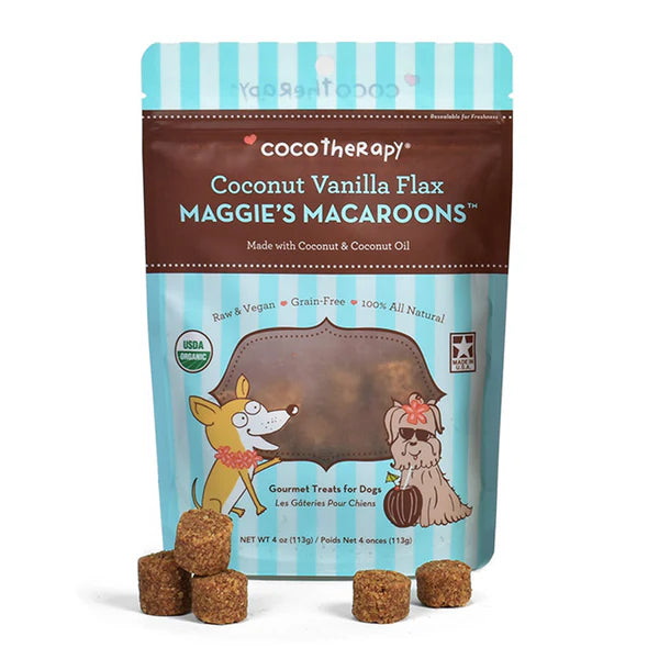 Maggie's Macaroons Coconut Vanilla Flax - Organic Coconut Treat for dogs