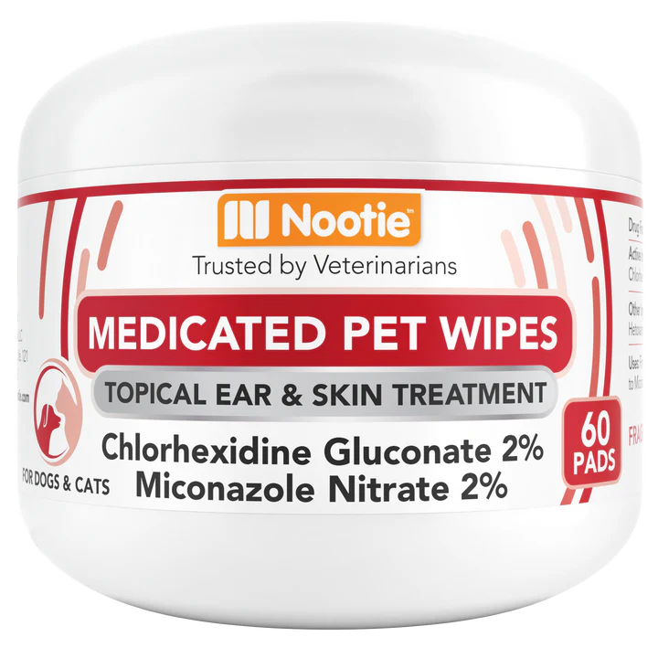 Medicated Pet Wipes- 60 Pads - Antifungal & Antibacterial