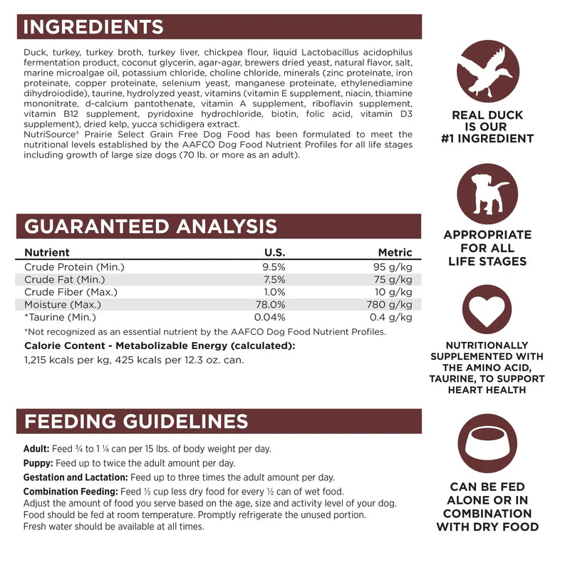 NutriSource® 12.3oz Grain Free Prairie Select Wet Dog Food