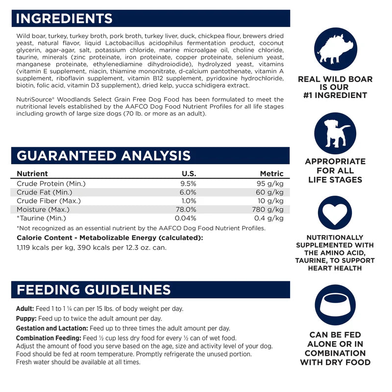 NutriSource® 12.3oz Grain Free Woodlands Select Wet Dog Food
