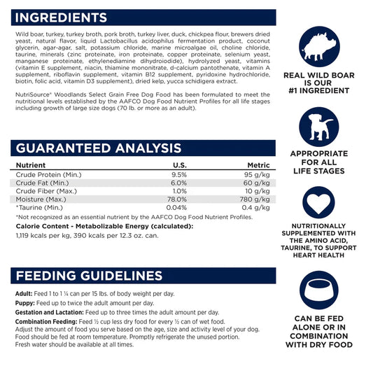 NutriSource® 12.3oz Grain Free Woodlands Select Wet Dog Food