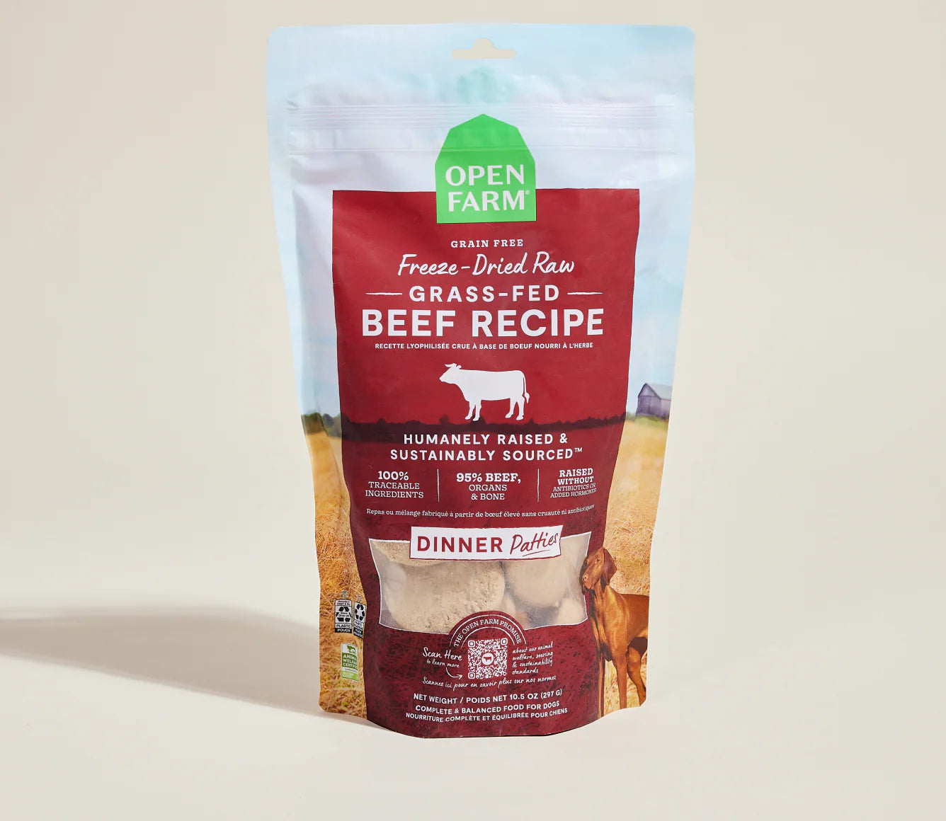 Open Farm Grass-Fed Beef Freeze Dried Raw Patties for Dogs