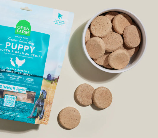 Open Farm Chicken & Salmon Freeze Dried Raw Patties for Puppies
