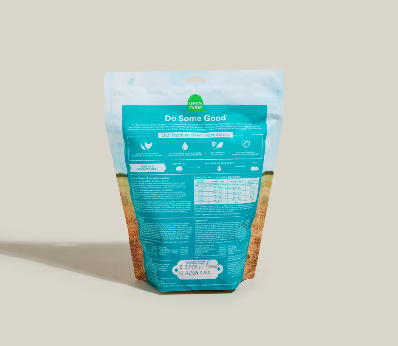 Open Farm Chicken & Salmon Freeze Dried Raw Patties for Puppies