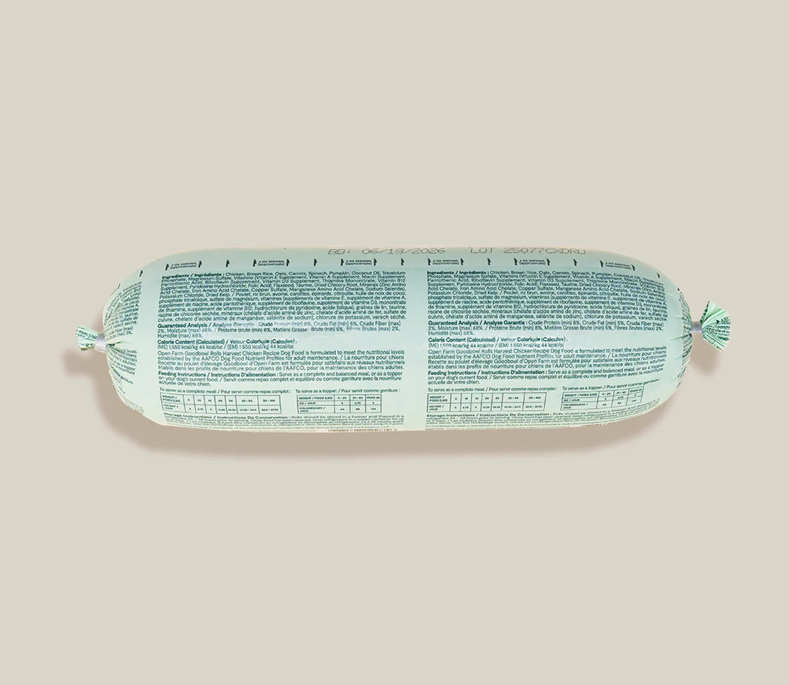 Open Farm Goodbowl Harvest Chicken Freshly Crafted Roll for Dogs