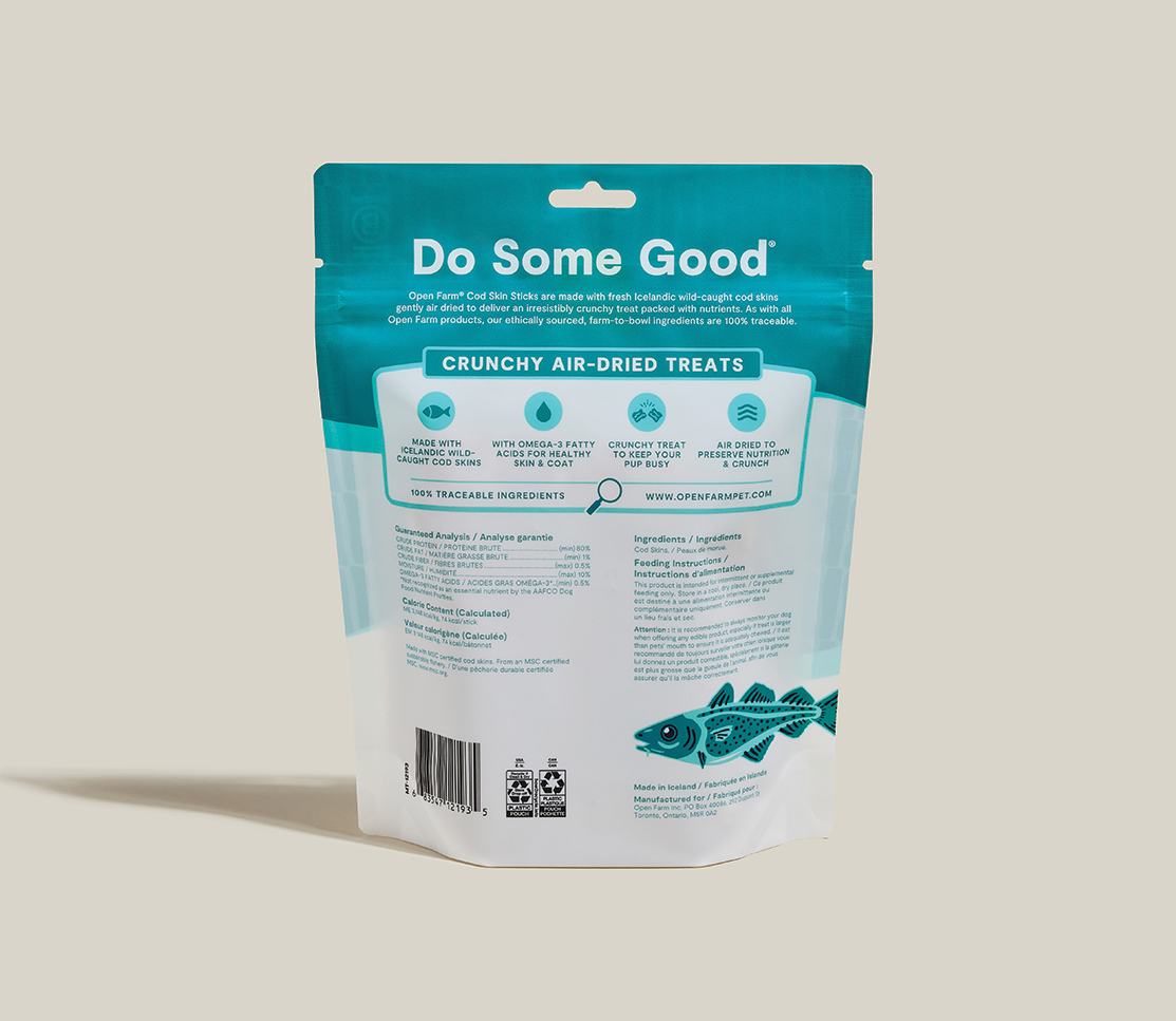 Open Farm Icelandic Air-Dried Cod Skins Dog Treat Sticks