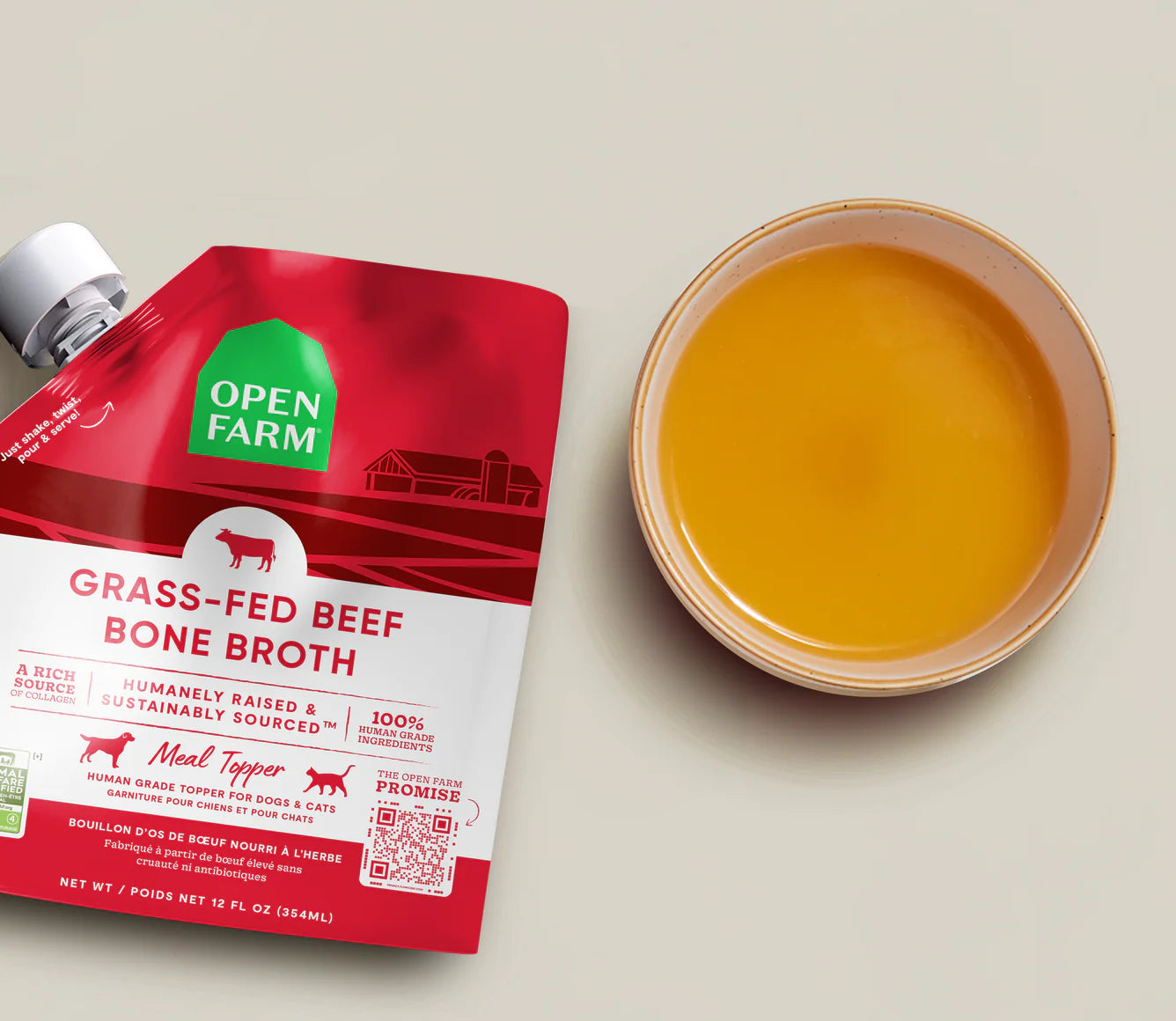 Open Farm Grass-Fed Beef Bone Broth For Dogs