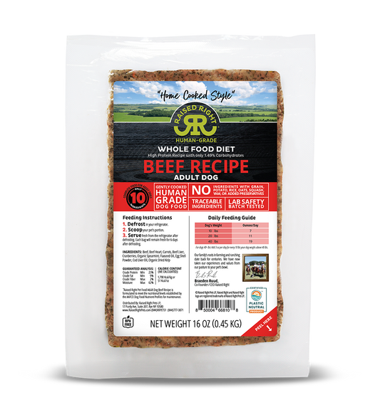 Raised Right Original Beef Adult Dog Recipe