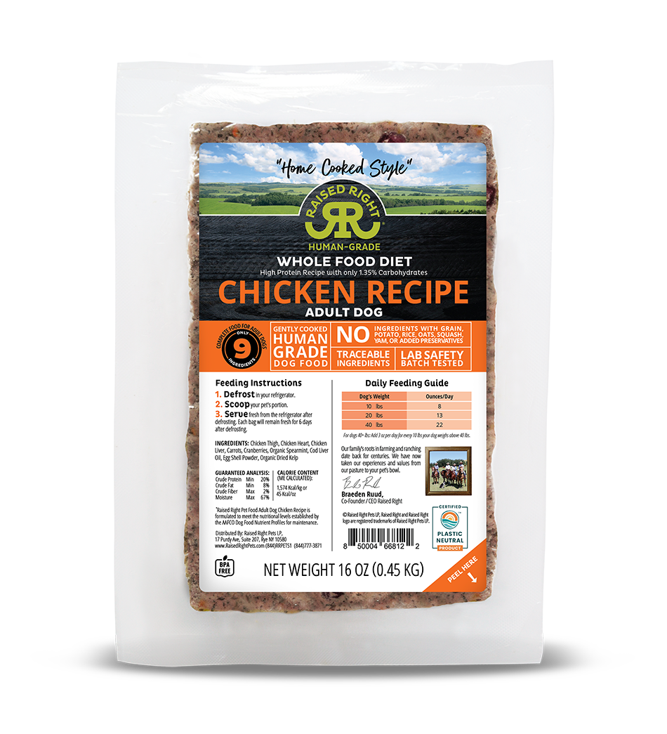 Raised Right Original Chicken Adult Dog Recipe