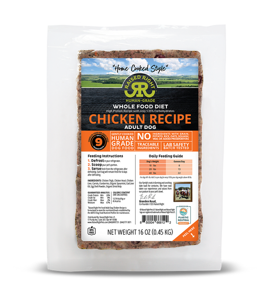 Raised Right Original Chicken Adult Dog Recipe
