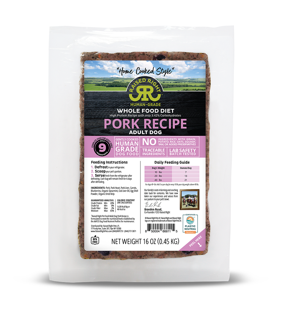 Raised Right Original Pork Adult Dog Recipe