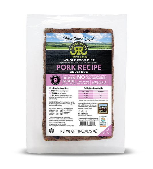 Raised Right Original Pork Adult Dog Recipe