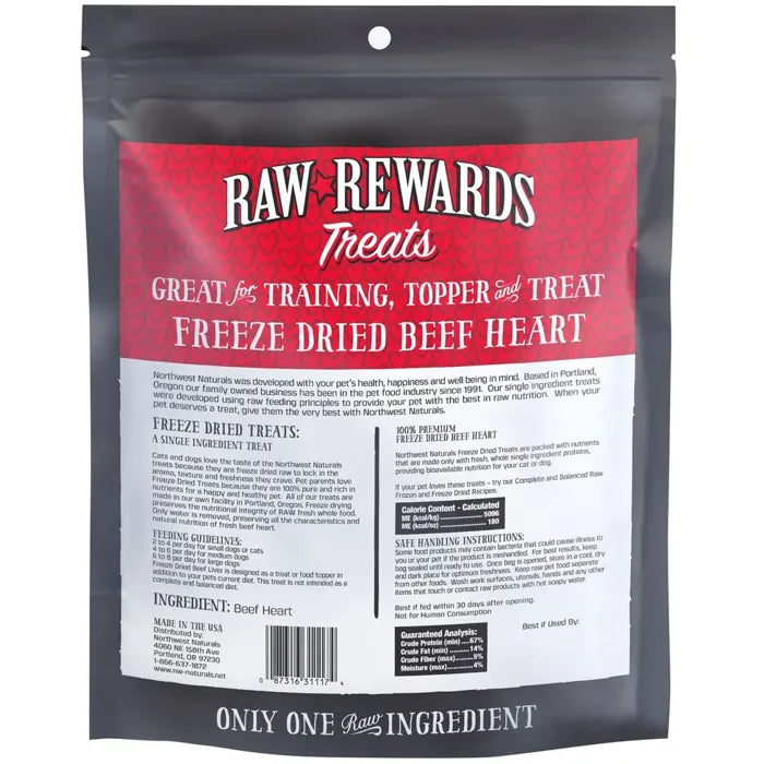 Northwest Naturals Dog Treat FD Raw Rewards Heart Beef Value Pack 10 oz