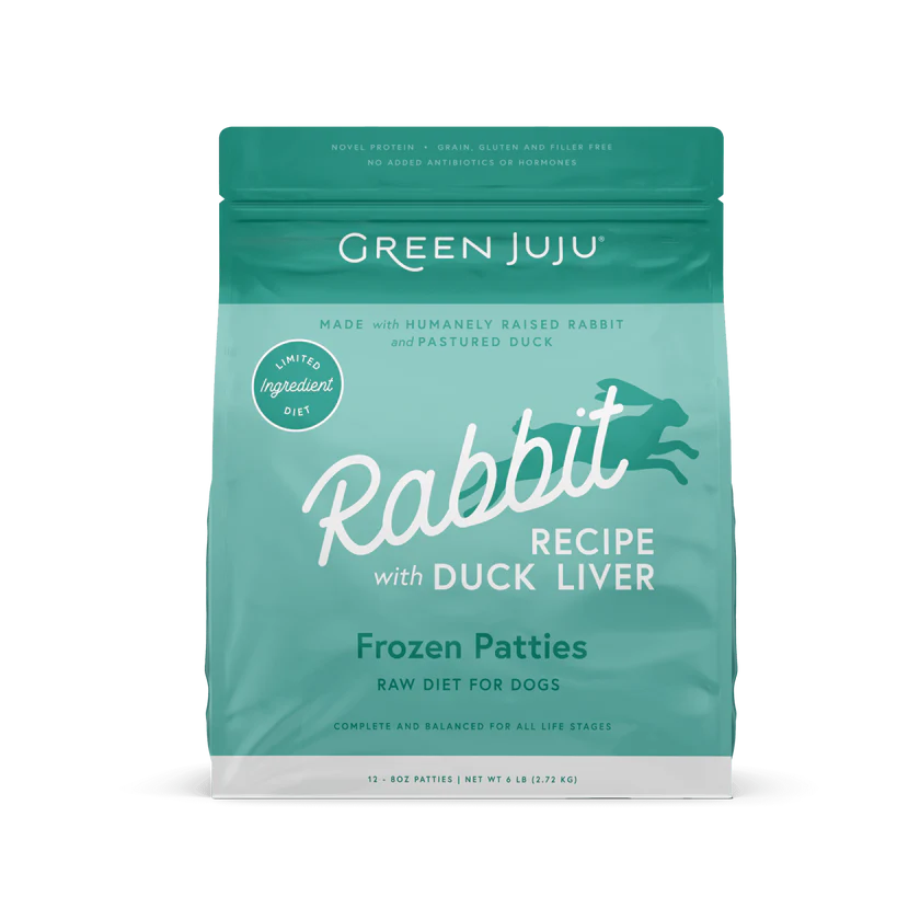 Green Juju Rabbit Recipe with Duck Liver Frozen Patties & Sliders