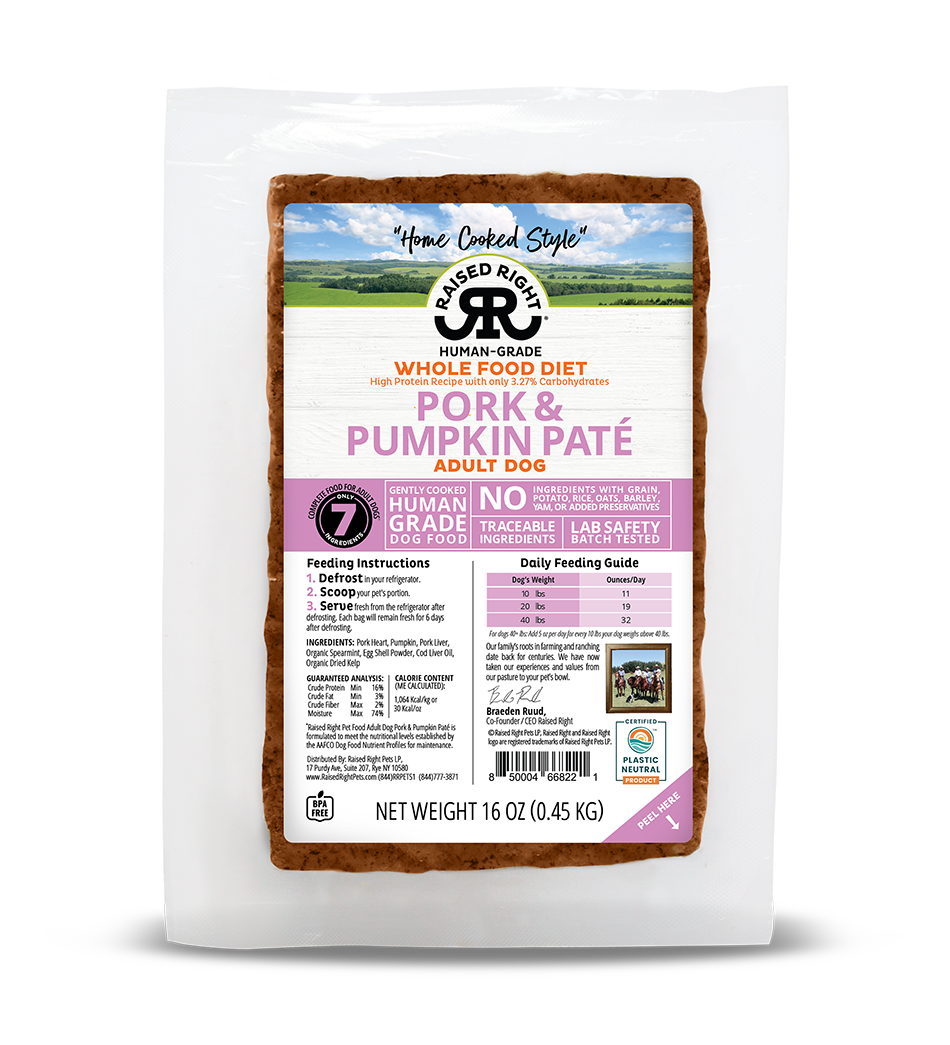 Raised Right Pork & Pumpkin Paté for Adult Dogs