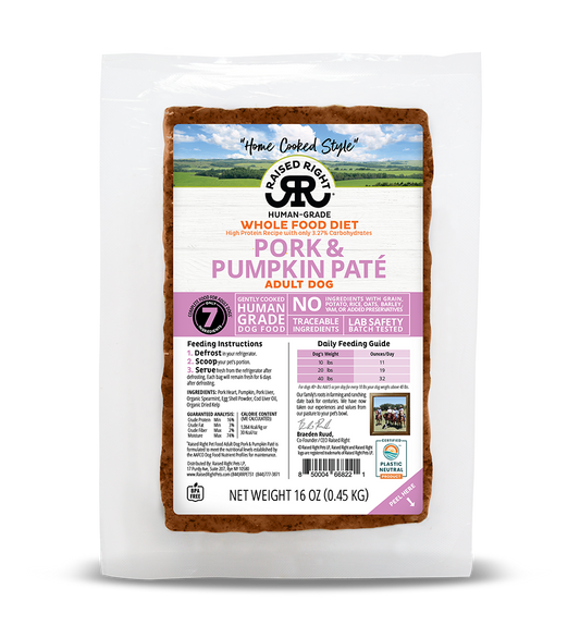 Raised Right Pork & Pumpkin Paté for Adult Dogs