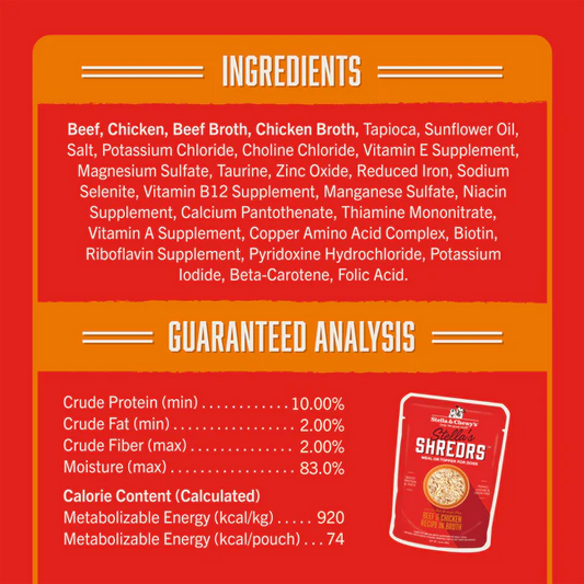 Stella's Shredrs Beef & Chicken Recipe in Broth for Dogs