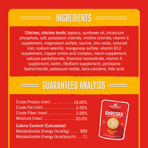 Stella’s Shredrs Cage-Free Chicken Recipe in Broth for Dogs