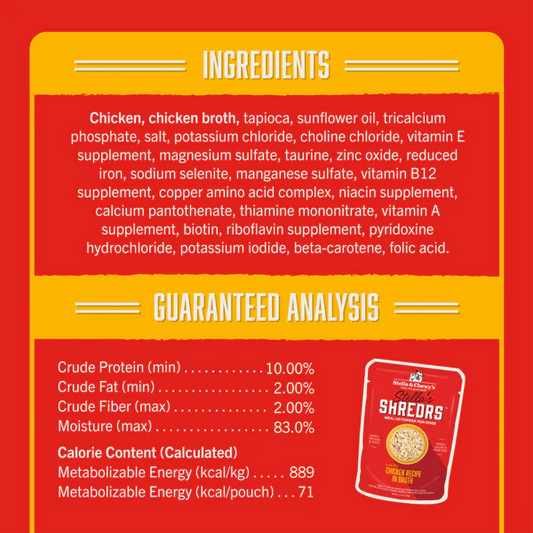 Stella’s Shredrs Cage-Free Chicken Recipe in Broth for Dogs