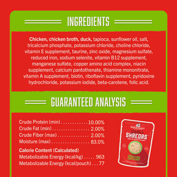 Stella's Shredrs Chicken & Duck Recipe in Broth for Dogs
