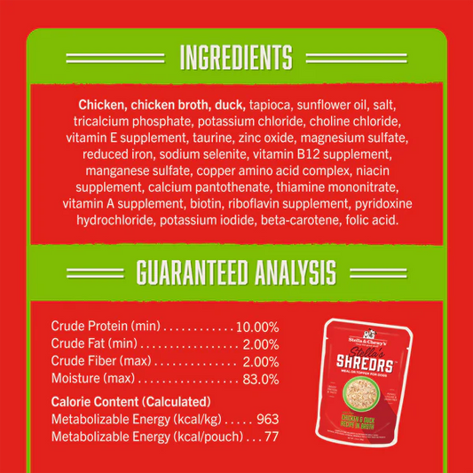 Stella's Shredrs Chicken & Duck Recipe in Broth for Dogs