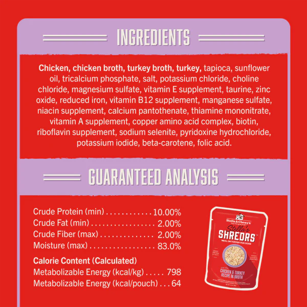 Stella's Shredrs Chicken & Turkey Recipe in Broth for Dogs