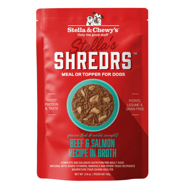 Stella's Shredrs Beef & Salmon Recipe in Broth for Dogs