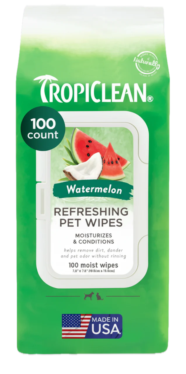 TropiClean Watermelon 2-In-1 Refreshing Wipes for Dogs & Cats
