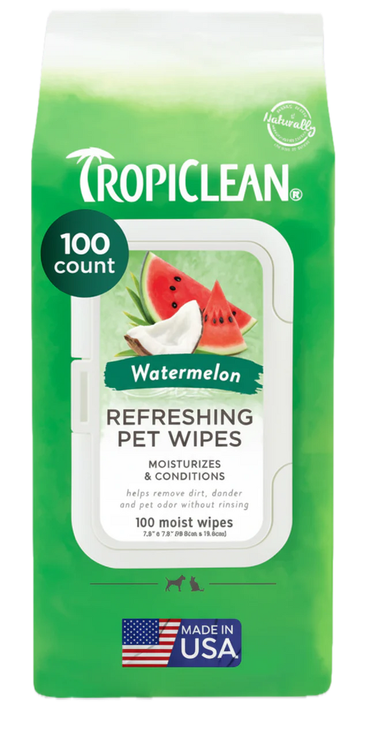 TropiClean Watermelon 2-In-1 Refreshing Wipes for Dogs & Cats