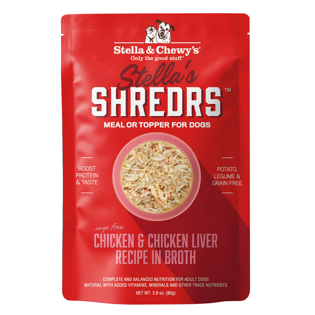 Stella's Shredrs Chicken & Chicken Liver Recipe in Broth for Dogs