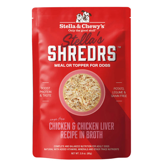 Stella's Shredrs Chicken & Chicken Liver Recipe in Broth for Dogs