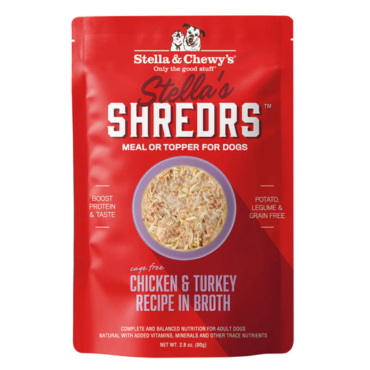 Stella's Shredrs Chicken & Turkey Recipe in Broth for Dogs
