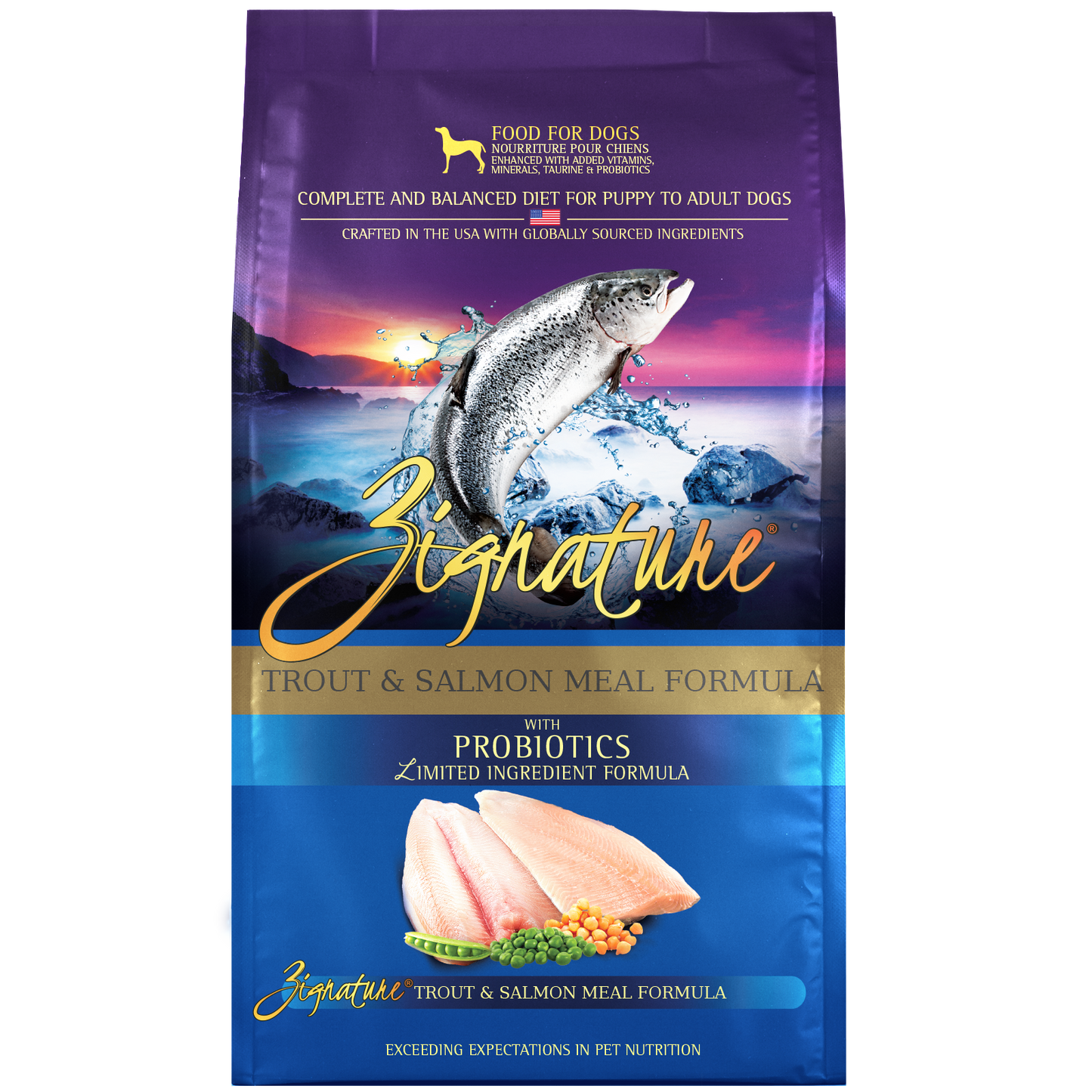 Zignature Dry Dog Food - Grain Free Limited Ingredient with Probiotics - Trout & Salmon Formula