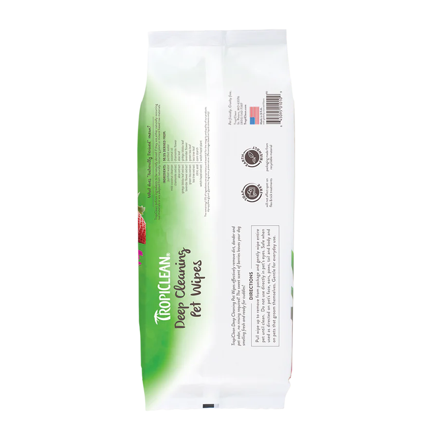TropiClean Berry & Coconut Deep Cleaning Pet Wipes