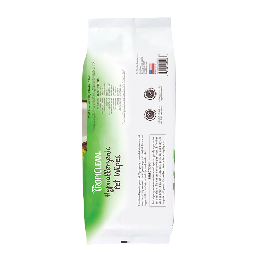 TropiClean Hypoallergenic Cleaning Pet Wipes