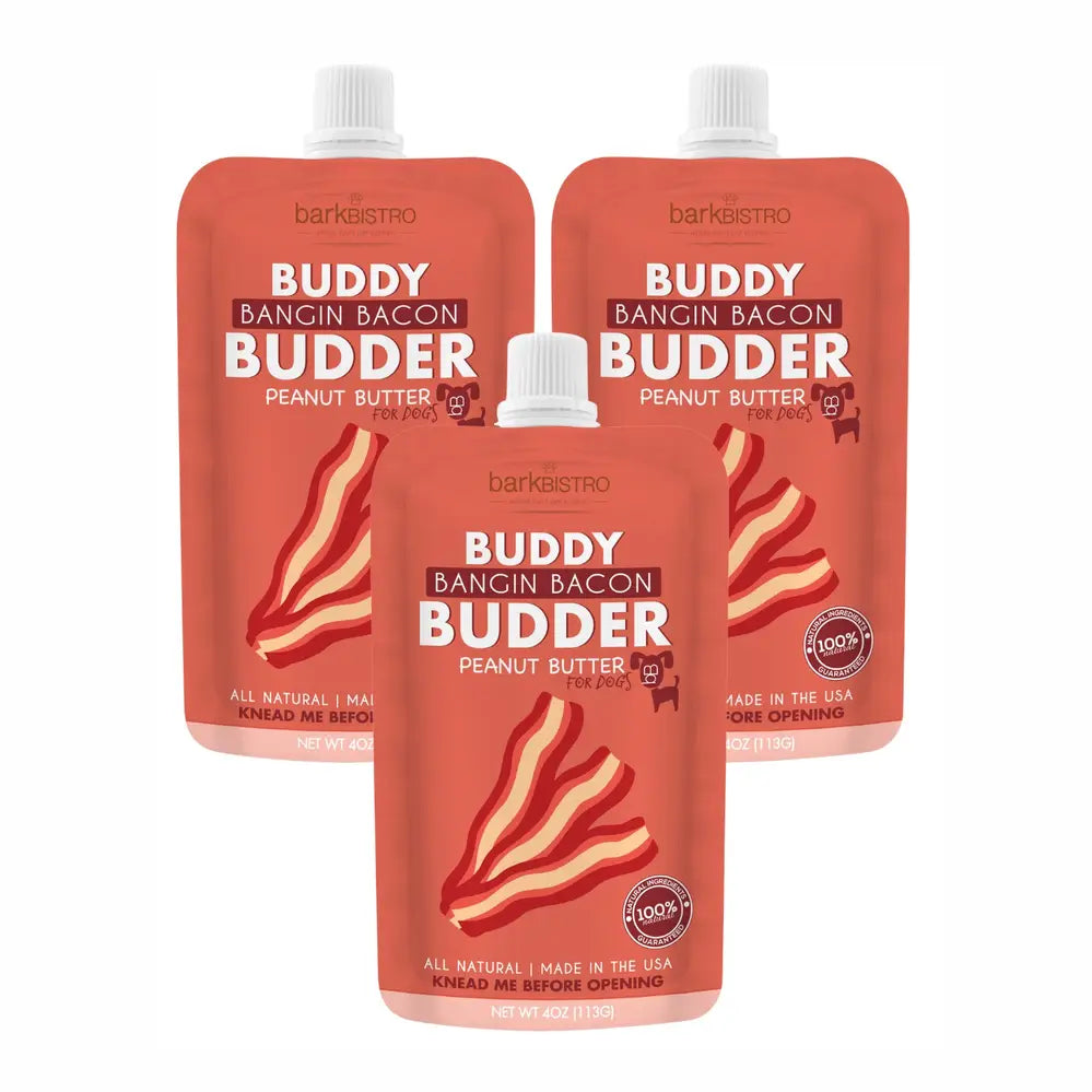 Dog Peanut Butter - 4oz Squeeze Packs Bangin Bacon  Budder