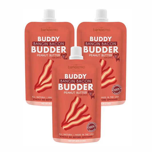 Dog Peanut Butter - 4oz Squeeze Packs Bangin Bacon  Budder