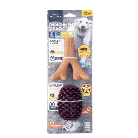 Tall Tails Dog Toy Enrichment Antler/Pinecone 2 Pack