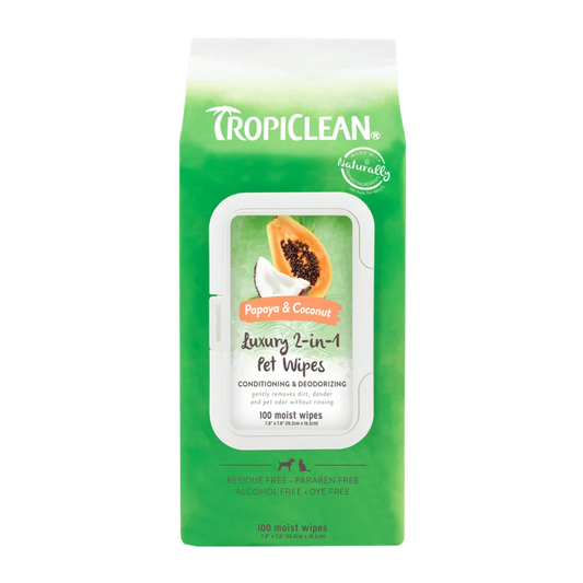 TropiClean Papaya & Coconut Luxury 2-In-1 Pet Wipes