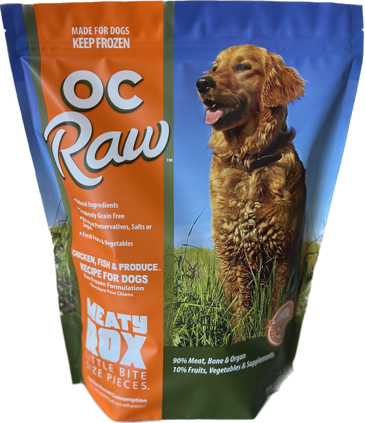 OC Raw Dog Frozen Chicken, Fish, & Produce Meaty Rox 3#