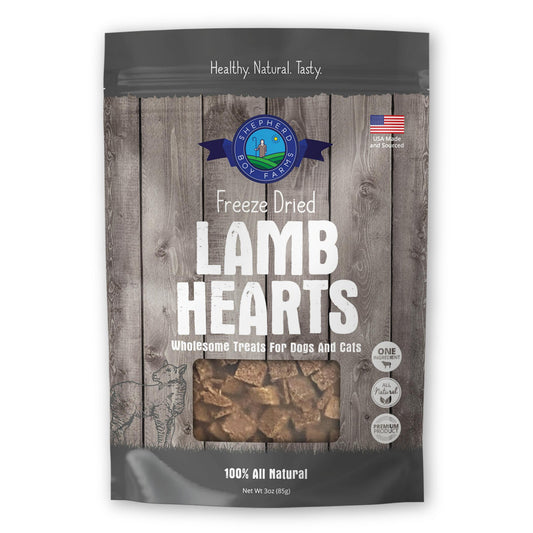 Shepherd Boy Farms Lamb Hearts Freeze-Dried Dog & Cat Treats, 3-oz