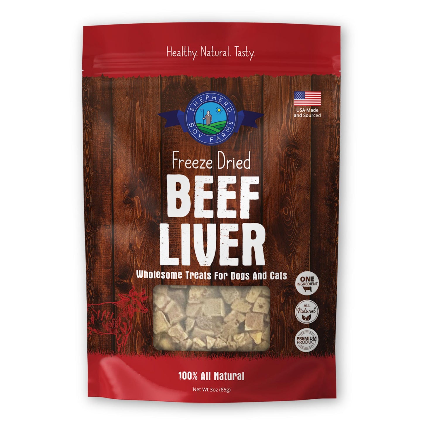Shepherd Boy Farms Beef Liver Freeze-Dried Dog & Cat Treats, 3-oz