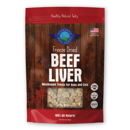 Shepherd Boy Farms Beef Liver Freeze-Dried Dog & Cat Treats, 3-oz