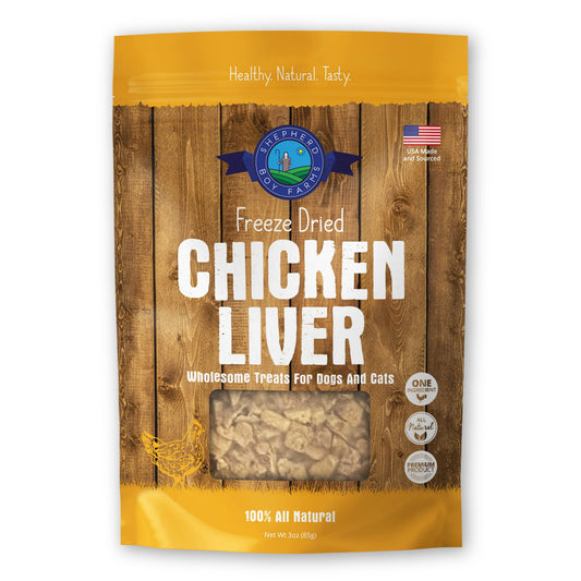 Shepherd Boy Farms Chicken Liver Freeze-Dried Dog & Cat Treats, 3-oz