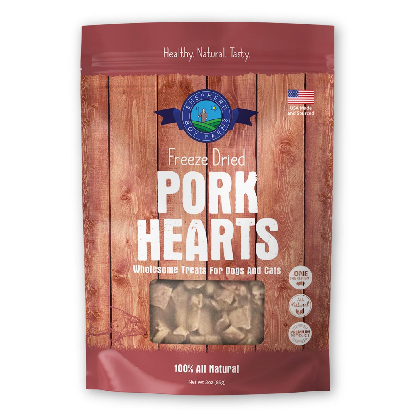 Shepherd Boy Farms Pork Heart Freeze-Dried Dog & Cat Treats, 3-oz