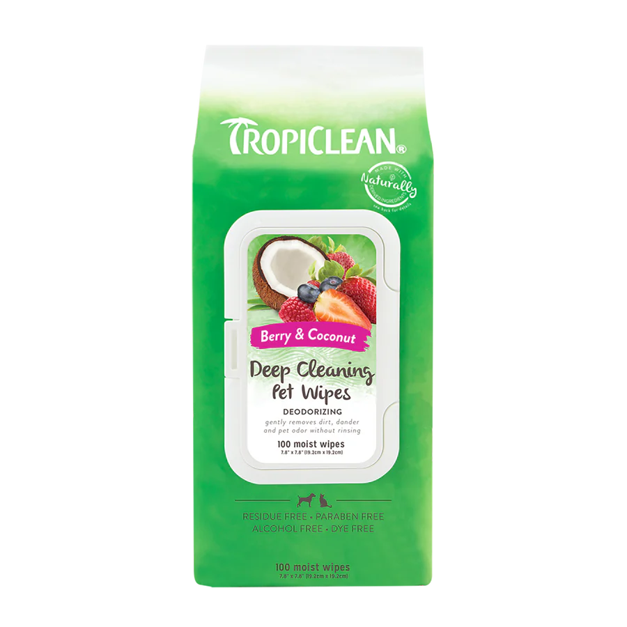 TropiClean Berry & Coconut Deep Cleaning Pet Wipes
